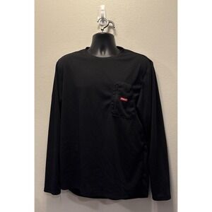 Mens Wrangler Workwear T-Shirt Size XL Black Long Sleeve Zipper‎ Pocket